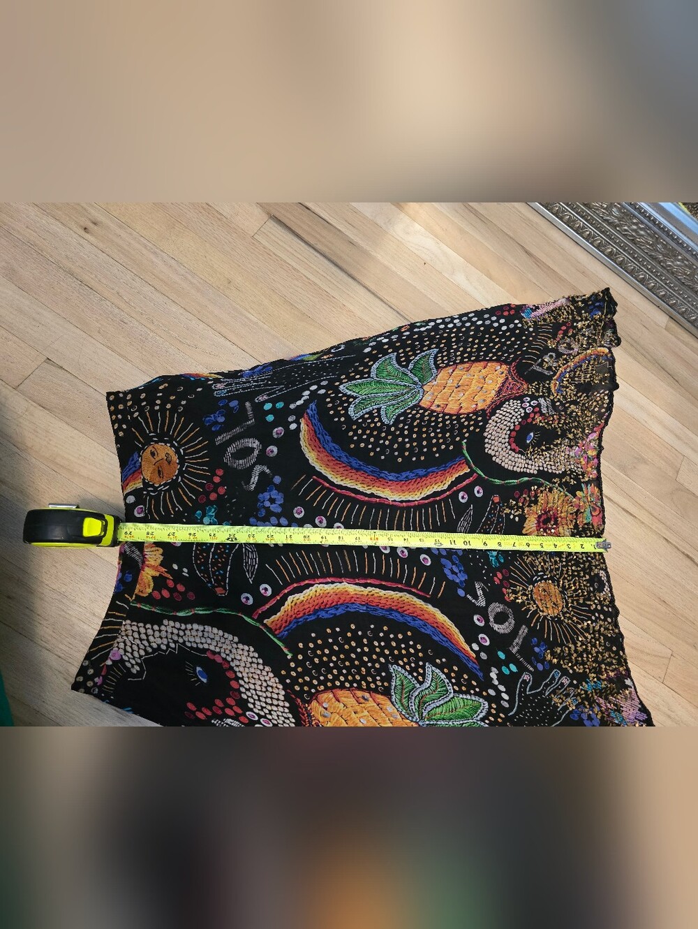 FARM Rio Black Asymmetrical Skirt with Rainbow & Pineapple Print - Picture 5 of 6